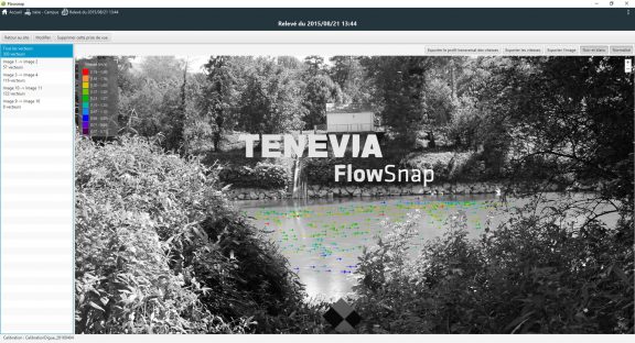 Gradient de mesure des vitesses d'écoulement en surface avec le logiciel TENEVIA FlowSnap