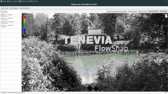 Results for surface stream gauging measurements with TENEVIA FlowSnap software