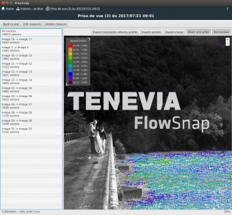 TENEVIA FlowSnap screen for Surface stream gauging measurements from smartphone video